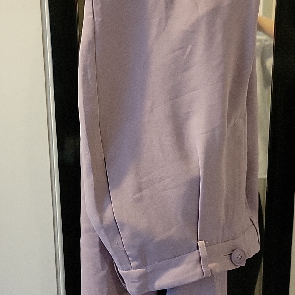 Lavender Wide-Leg High-Waisted Dress Pants